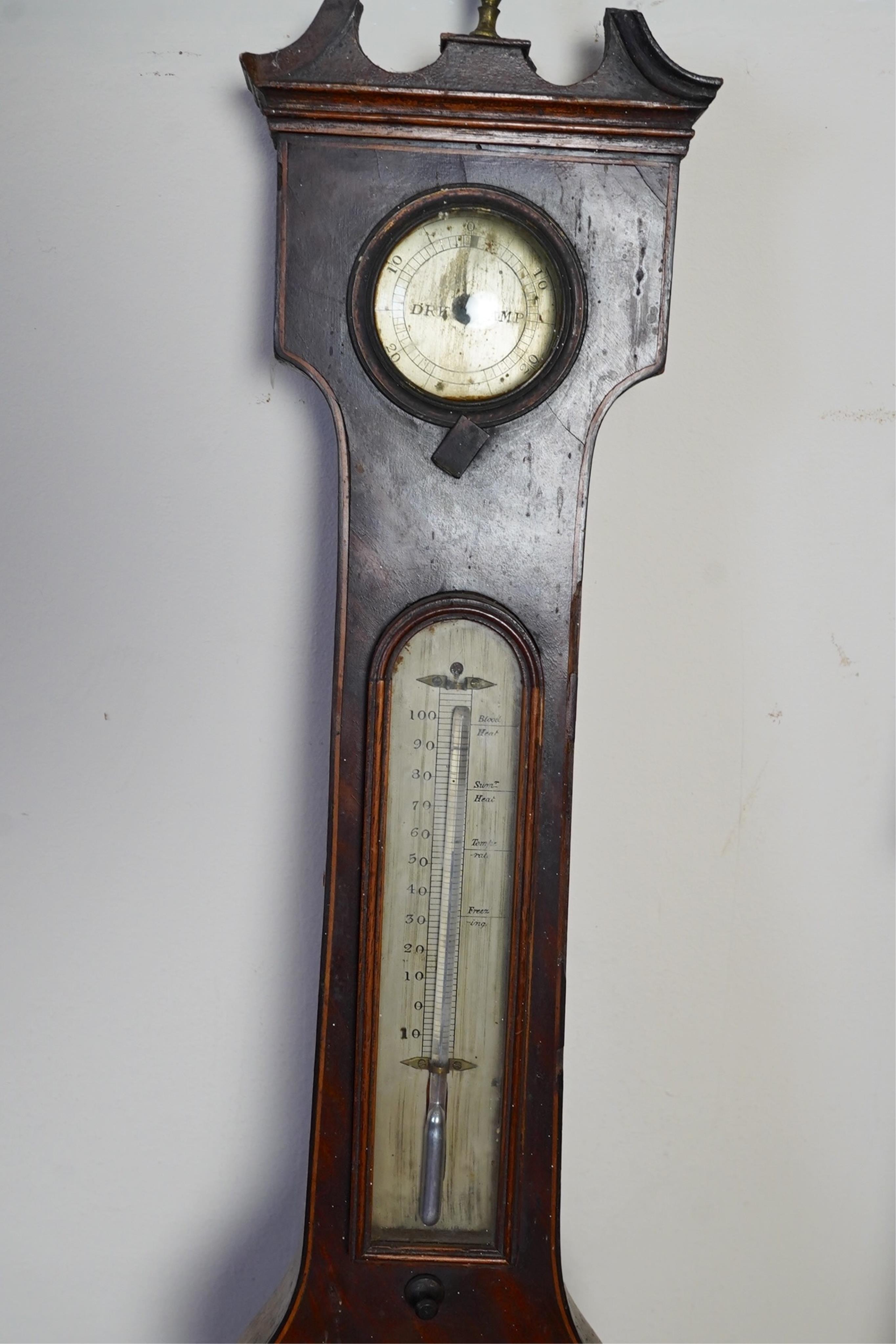 A George III mahogany stick barometer signed Garoe & Co. Edinburgh